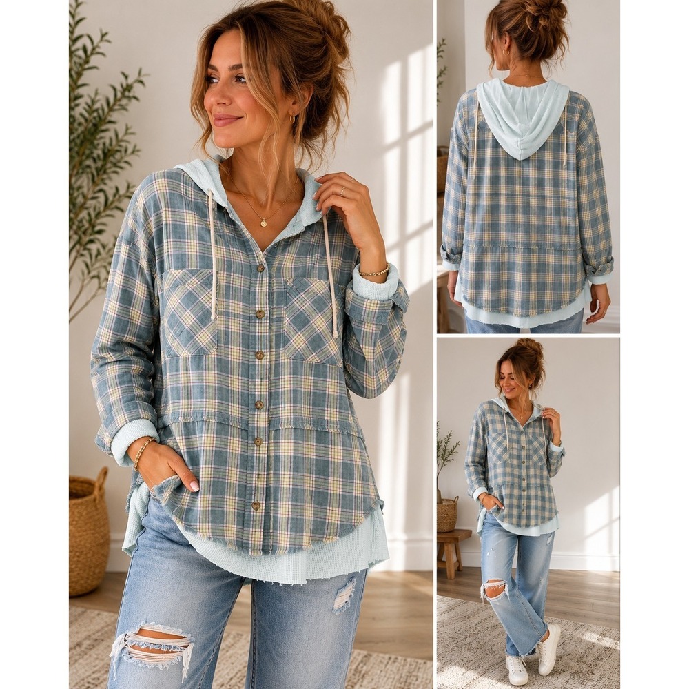 Fate‎ Plaid Shacket Flannel Shirt Jacket Oversized S Cozy Boho Chic Soft Girl